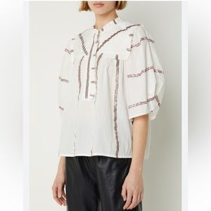 Munthe ruffled blouse with metallic stripe